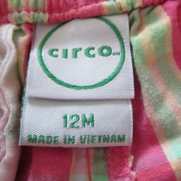 Circo Pull On Shorts Toddler Girls Size 12M Pink Green Striped Elastic Bottoms‎ - Picture 2 of 3